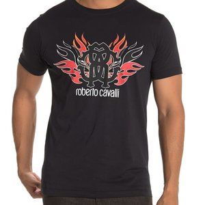 Roberto Cavali Flame Graphic Logo T-Shirt Men size XL